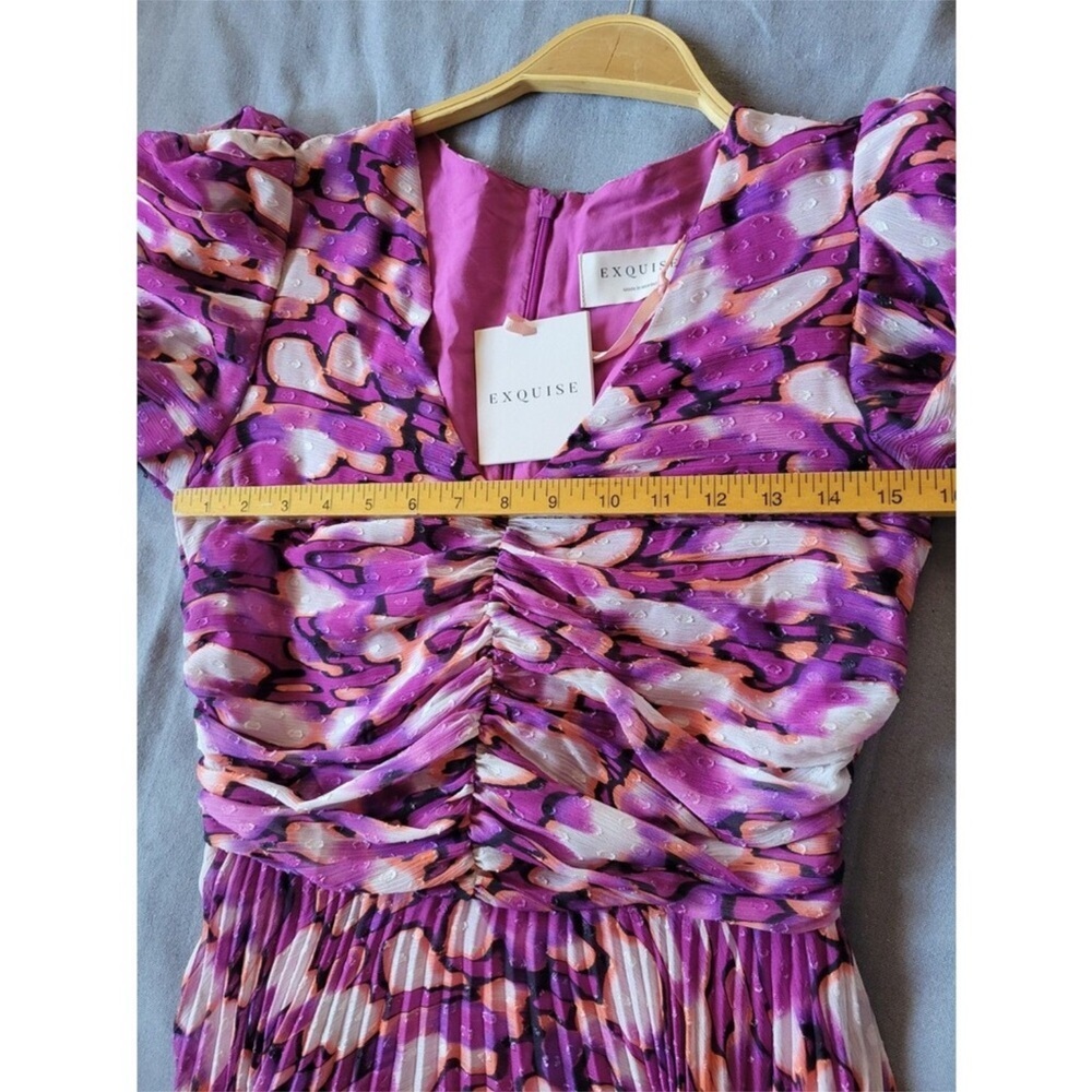 EXQUISE Antropologie Seersucker Shift Purple Patterned Dress Size S - Picture 6 of 12